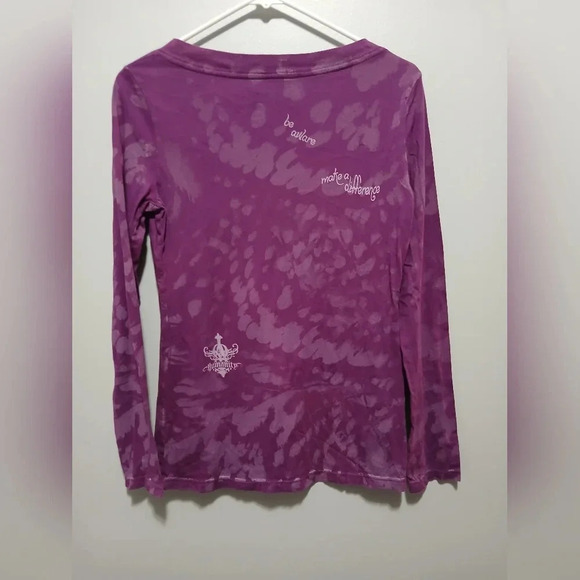 Humanity Purple Y2K Henley Shirt Tiger Print Womens Small Casual Streetwear - Picture 2 of 5
